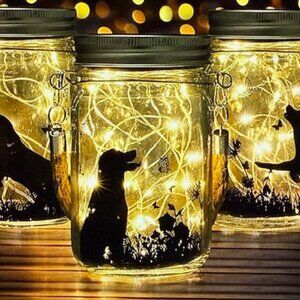 Solar Dog Fairy Light Garden Jar - Mother's Day - Pet Loss - Father's Day